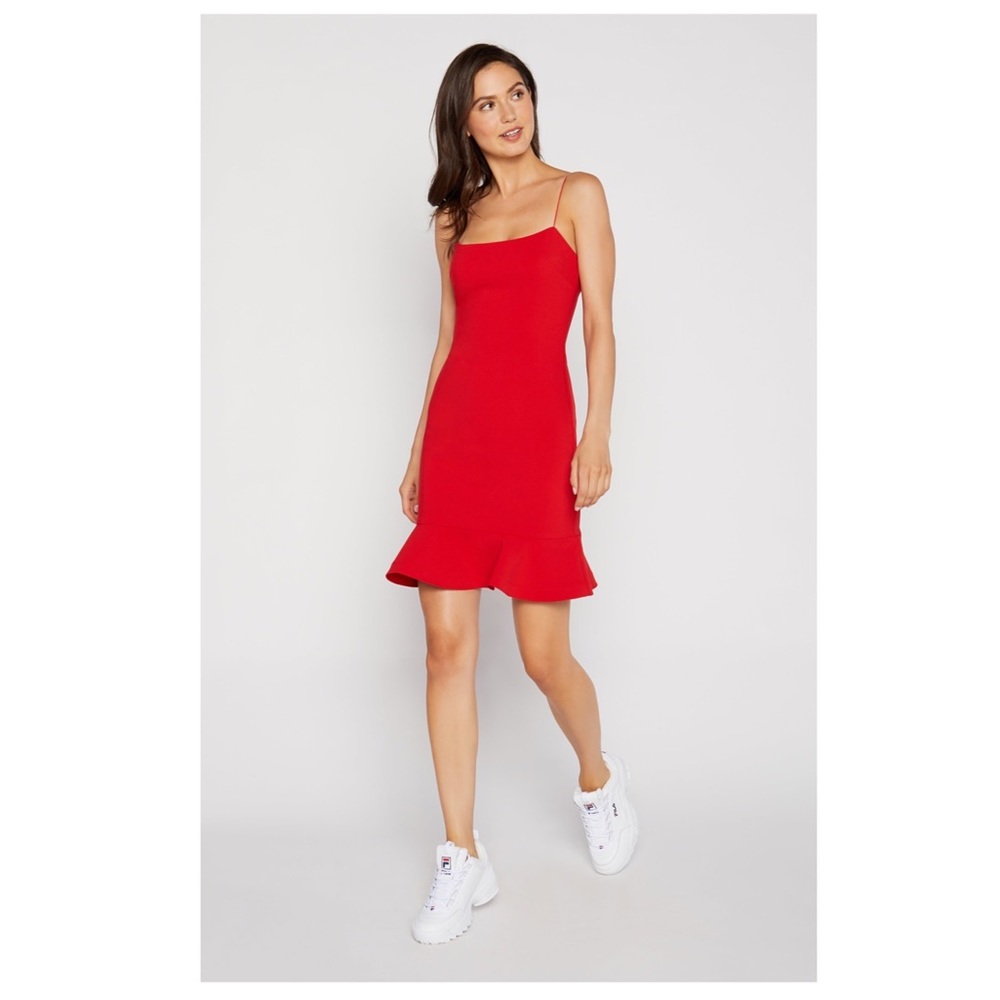 Likely Banks Flounce Hem Sheath Dress in Scarlett